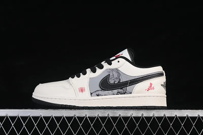 All categories Air Jordan Jordan series basketball shoes Air Jordan 1 Low high-end customized low-top sneakers Air Jordan 1 Low AJ1 Joe 1 Year of the Horse limited white gray horse high-end customized low-top retro basketball shoes FF9989-034